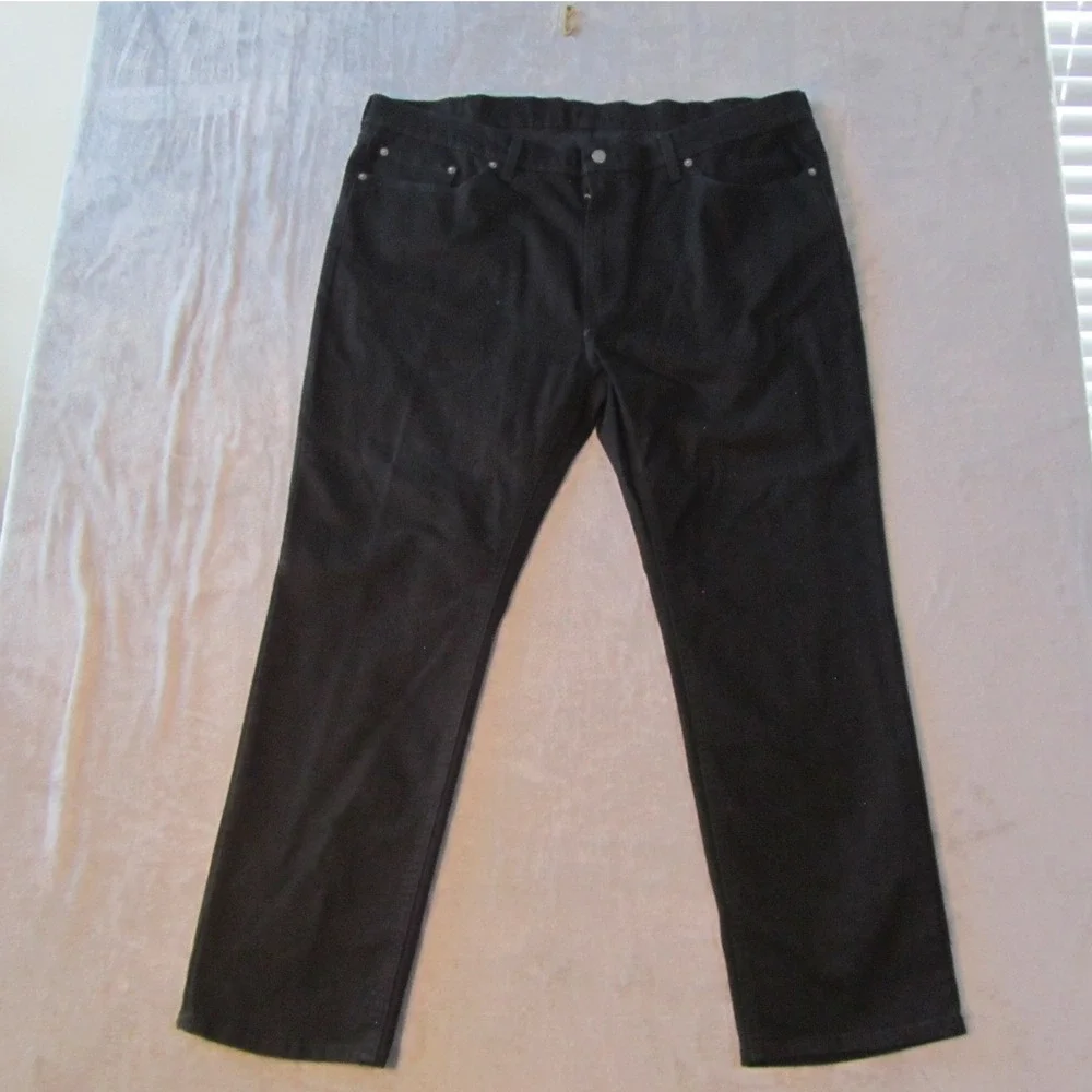 Levis 541 Athletic Taper Jeans Mens 44x32 Black Solid Stretch Denim Big and Tall